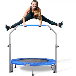 BCAN 40/48" Foldable Mini Trampoline Max Load 330lbs/440lbs, Fitness Rebounder with Adjustable Foam Handle, 